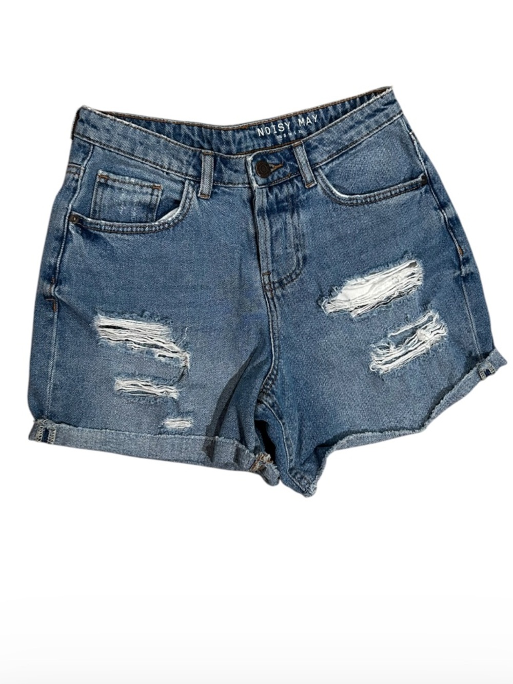 Noisy May Blue Denim Jean Shorts Distressed Women’s
